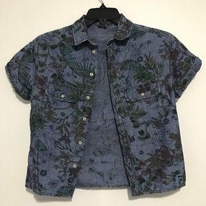 Topshop Tropical Button Up Top